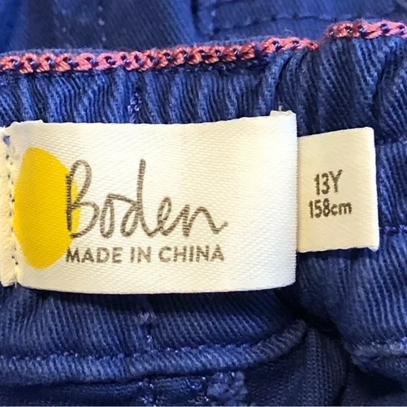 Boden Blue Twill Cargo Shorts With Pink Animal Print Belt Tie Size 13Y - Picture 6 of 9